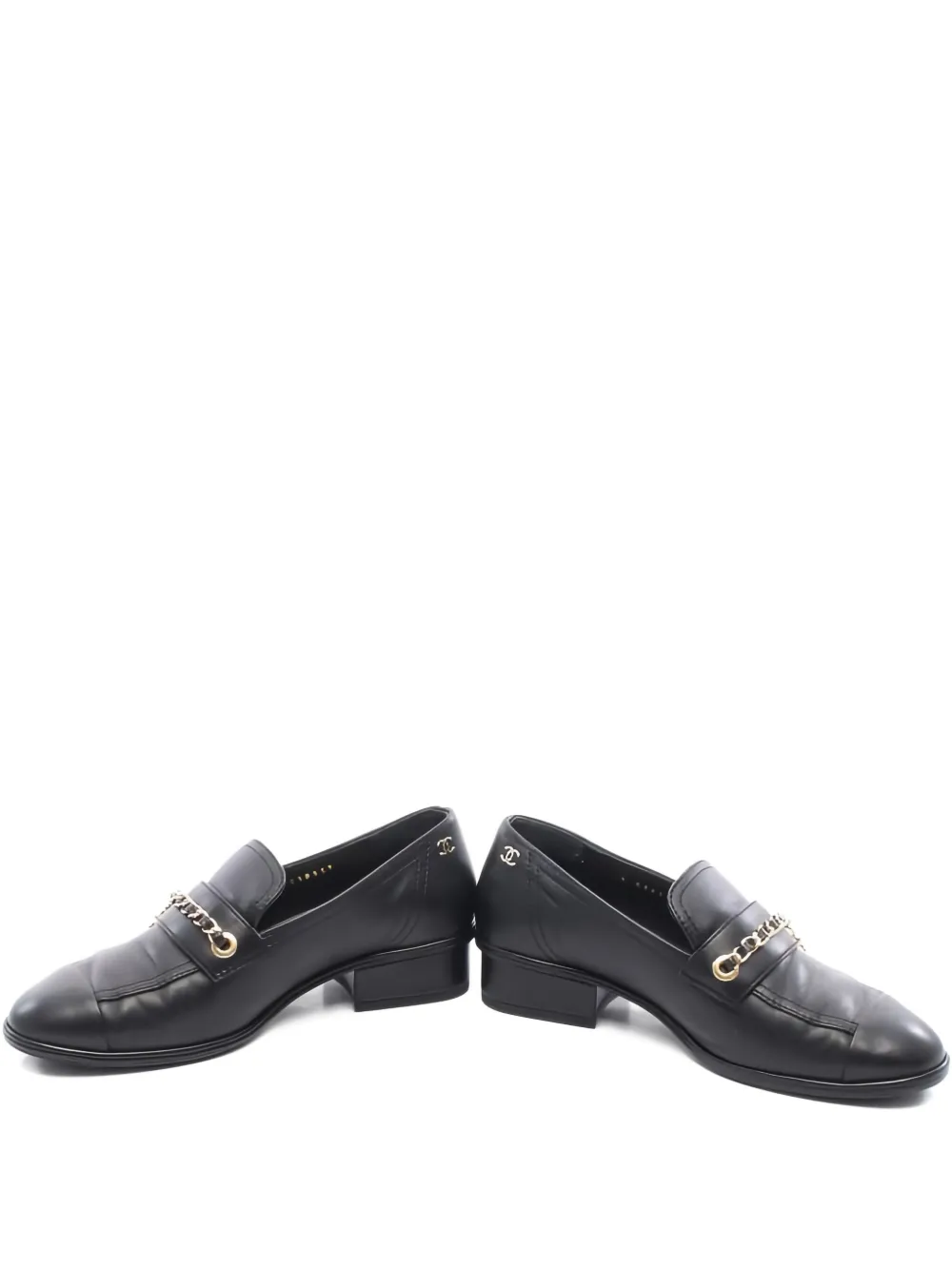 Pre-owned Chanel 1986-1988 30mm Coco Mark Loafers In Black