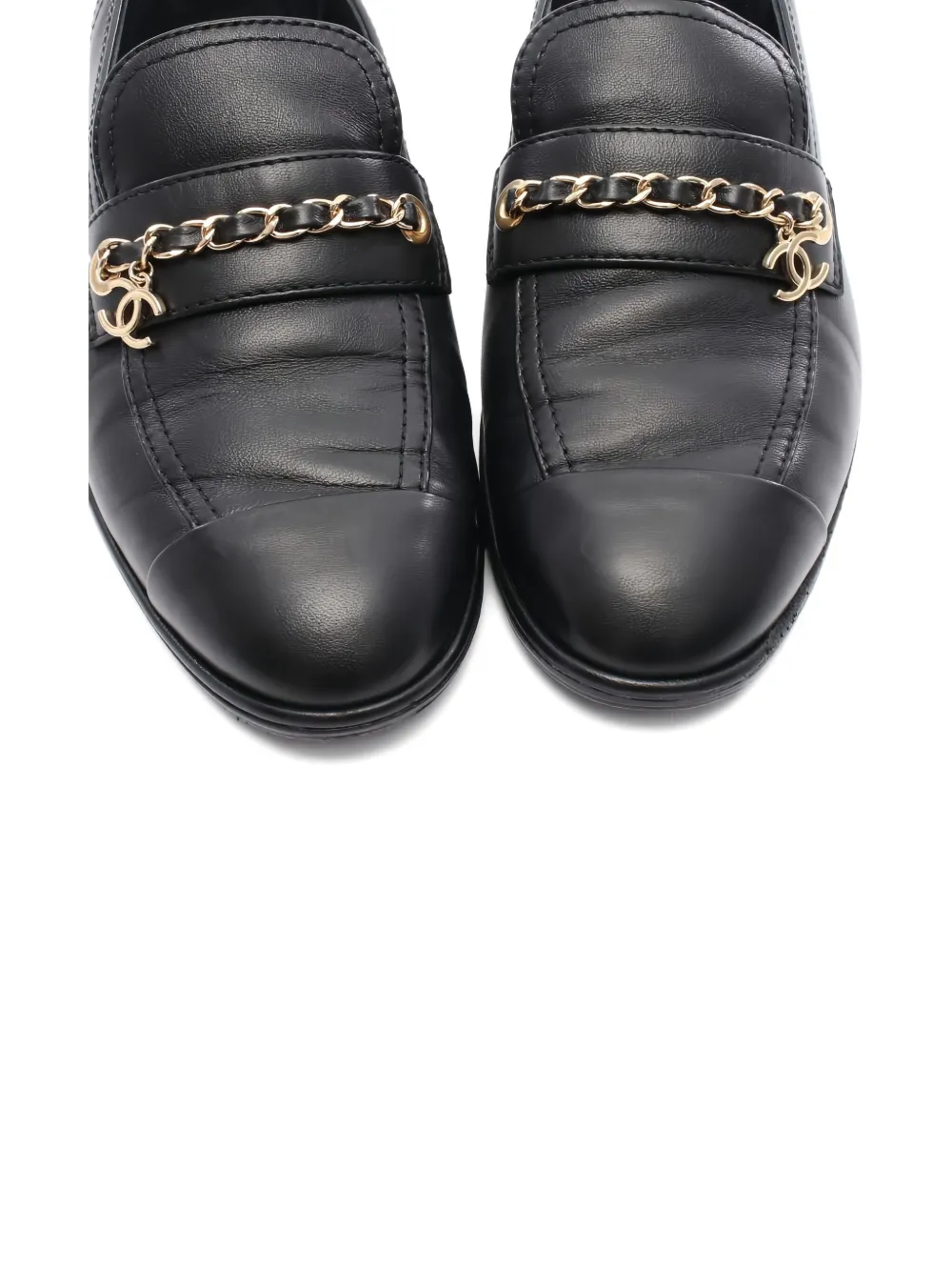 Pre-owned Chanel 1986-1988 30mm Coco Mark Loafers In Black