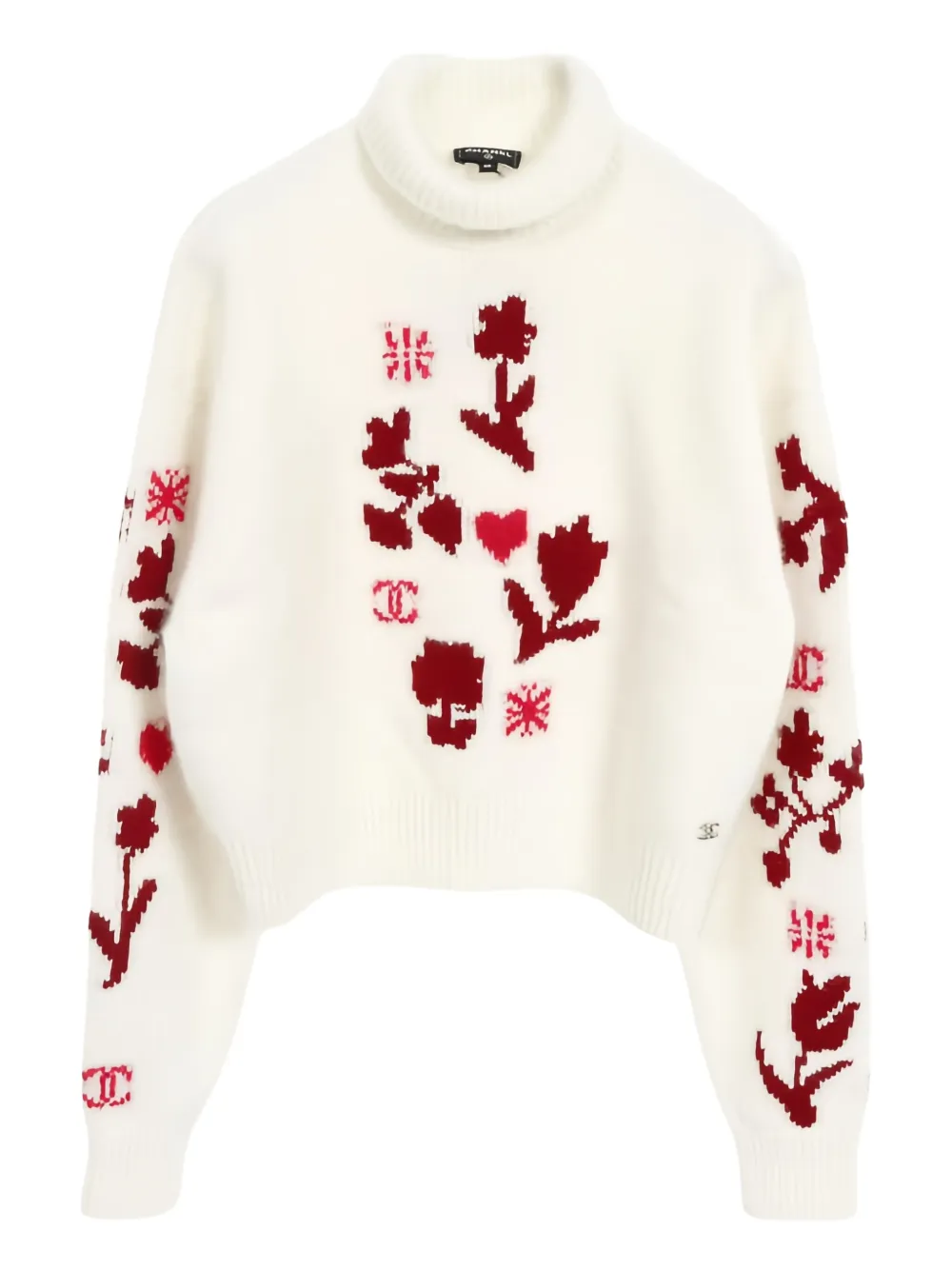 CHANEL Pre-Owned 1986-1988 Interlocking CC floral sweater | White | Image 1