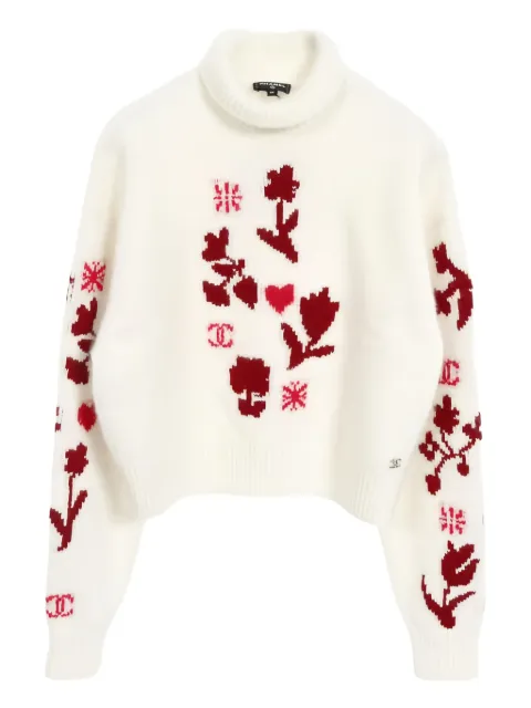 CHANEL Pre-Owned 1986-1988 Interlocking CC floral sweater