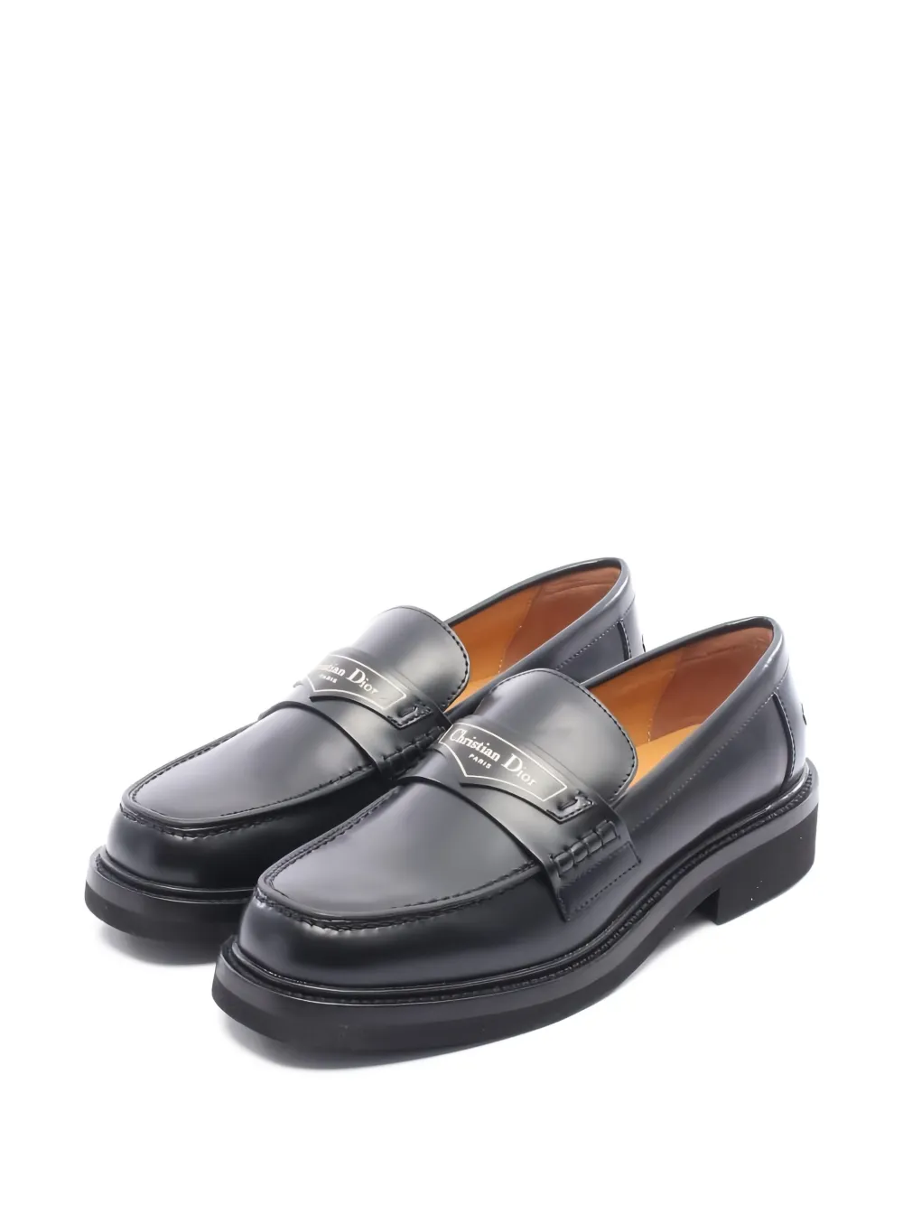 Christian Dior Pre-Owned 2010s logo-plaque leather loafers | Black | Image 1