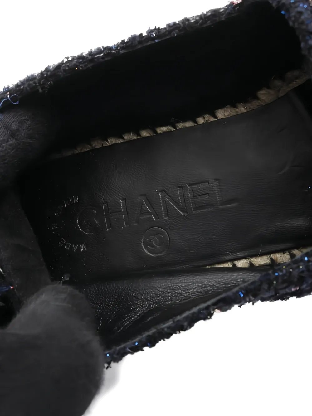 Pre-owned Chanel 1986-1988 Coco Mark Tweed Espadrilles In Blue