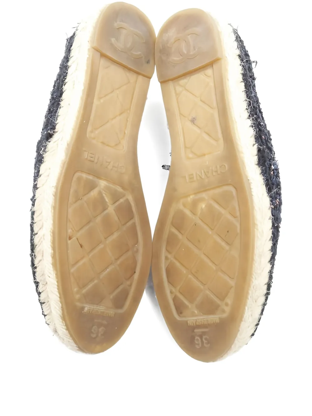 CHANEL Pre-Owned 1986-1988 Coco Mark tweed espadrilles - ブルー CHANEL Pre-Owned 1986-1988 Coco Mark tweed espadrilles - ブルー