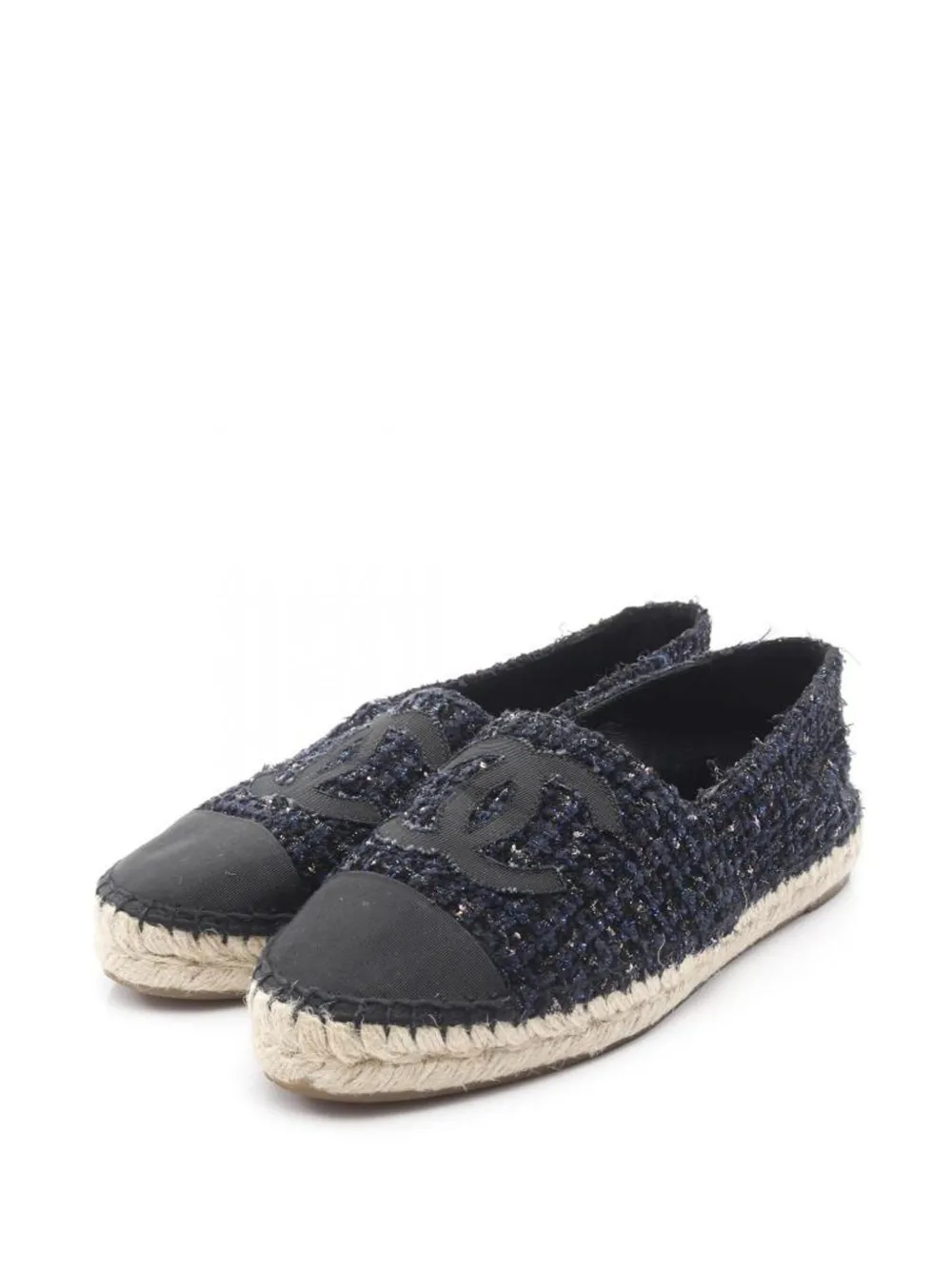CHANEL Pre-Owned 1986-1988 Coco Mark tweed espadrilles | Blue | Image 1