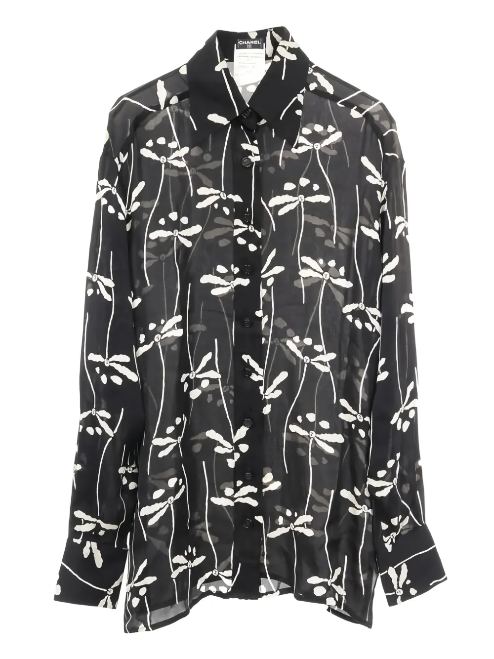 CHANEL Pre-Owned 1986-1988 floral silk blouse | Black | Image 1
