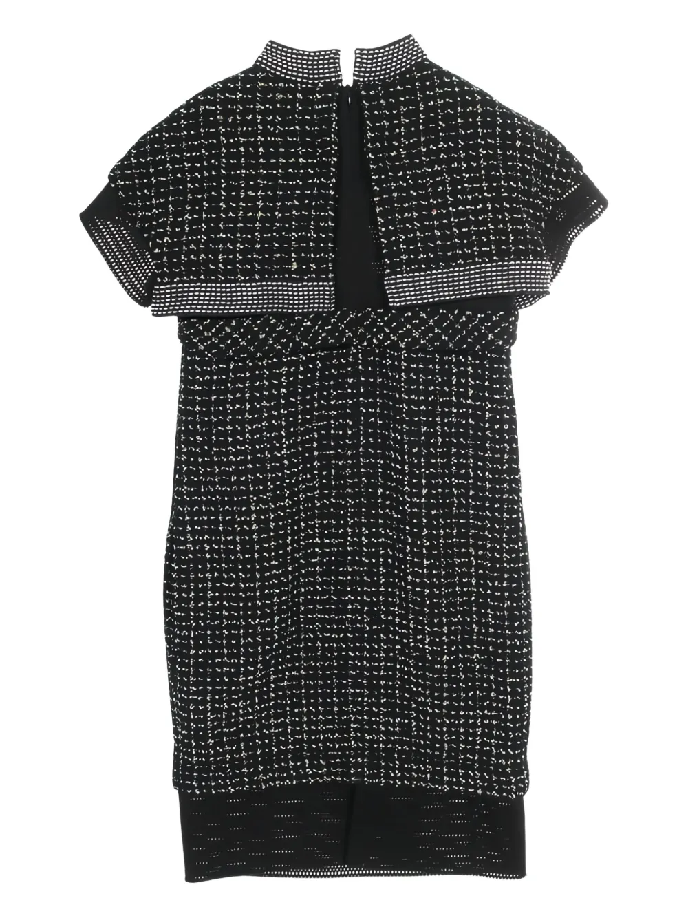 CHANEL Pre-Owned 1986-1988 tweed mini-jurk met mesh vlak - Zwart