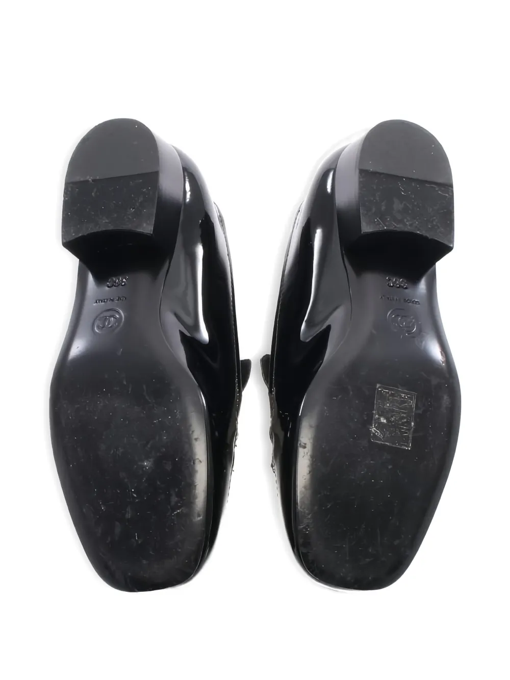 Pre-owned Chanel 1986-1988 Coco Mark Chain Loafers In Black