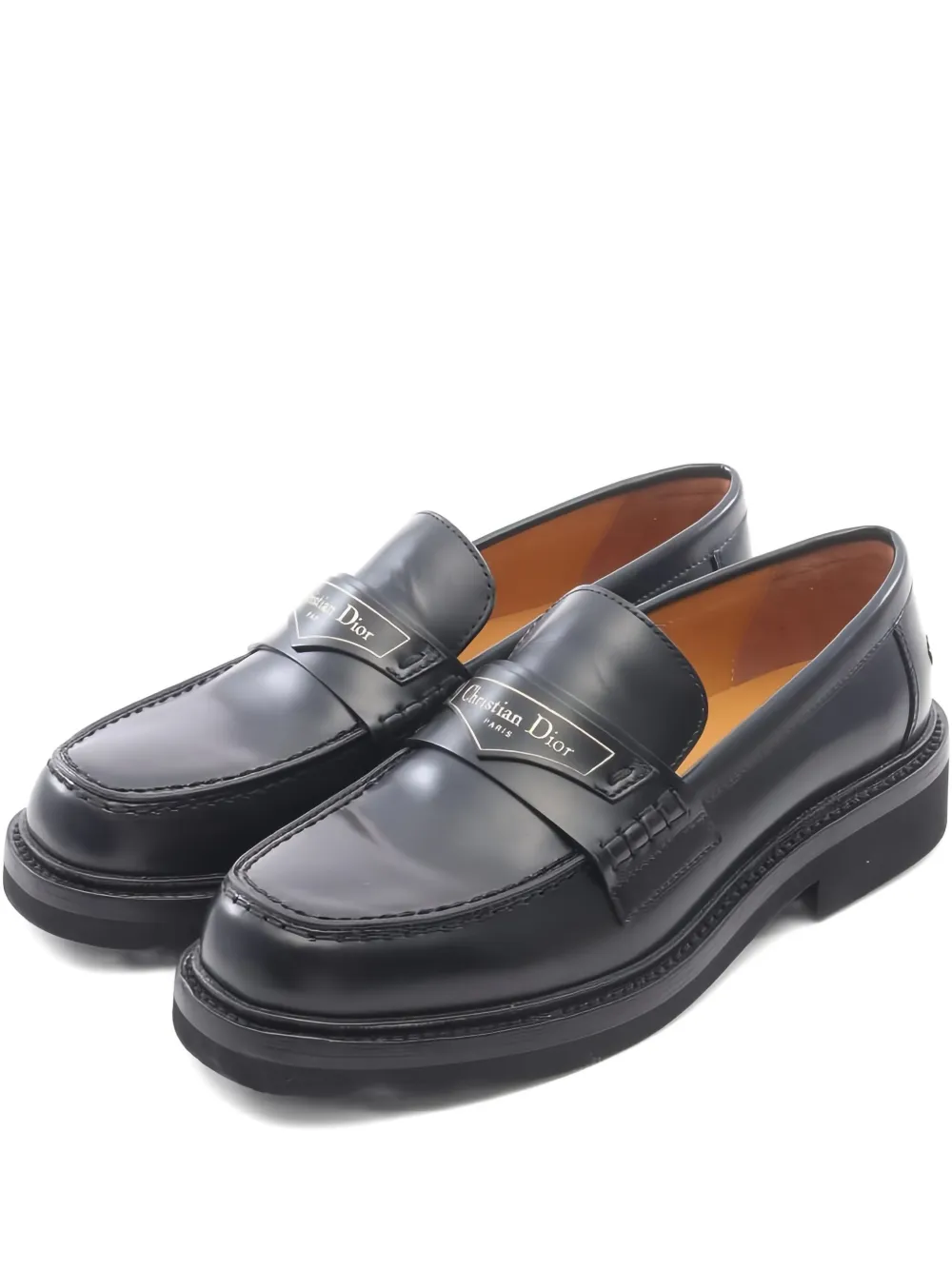 Pre-owned Dior 2010s 30mm Logo-patch Loafers In Black