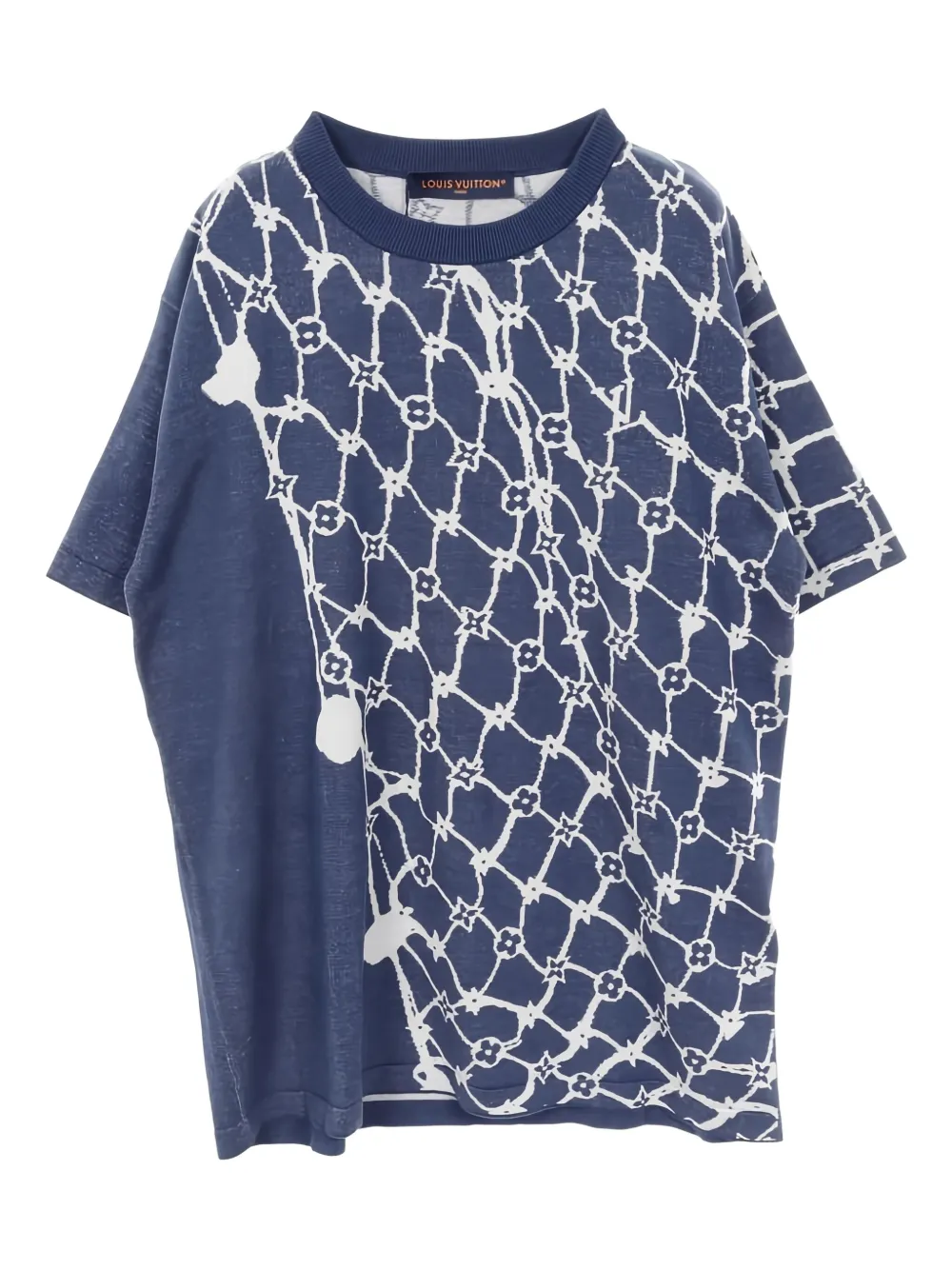 Louis Vuitton Pre-Owned 2020s monogram fishnet-knit crew-neck T-shirt Louis Vuitton Pre-Owned 2020s monogram fishnet-knit crew-neck T-shirt