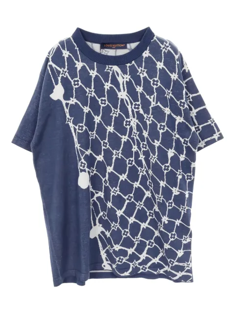 Louis Vuitton Pre-Owned 2020s monogram fishnet-knit crew-neck T-shirt