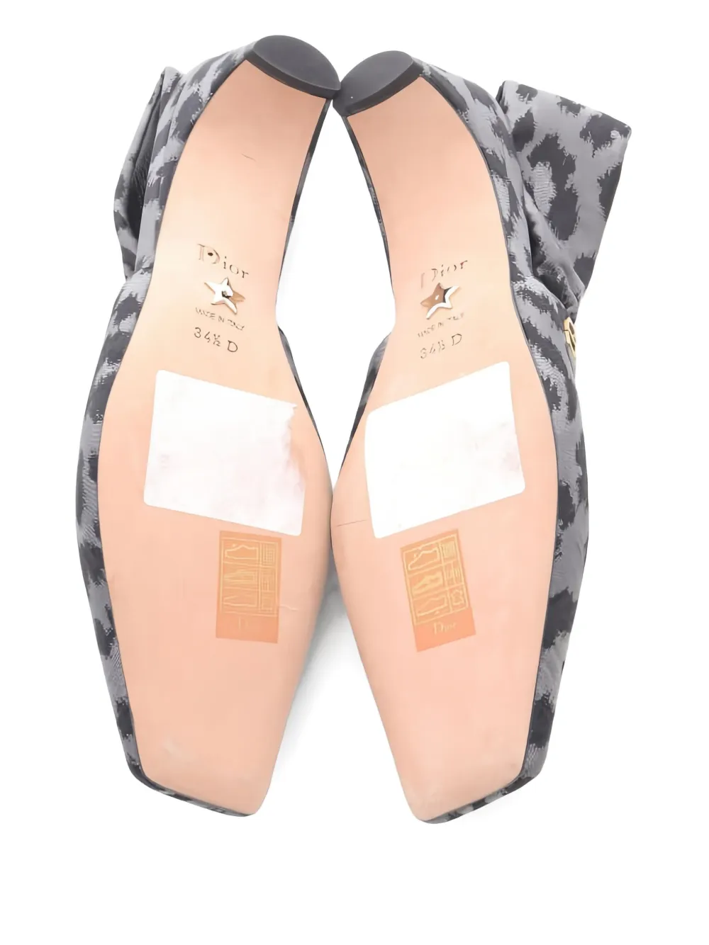 Pre-owned Dior 2010 Mizza Leopard Fabric Pumps In Gray