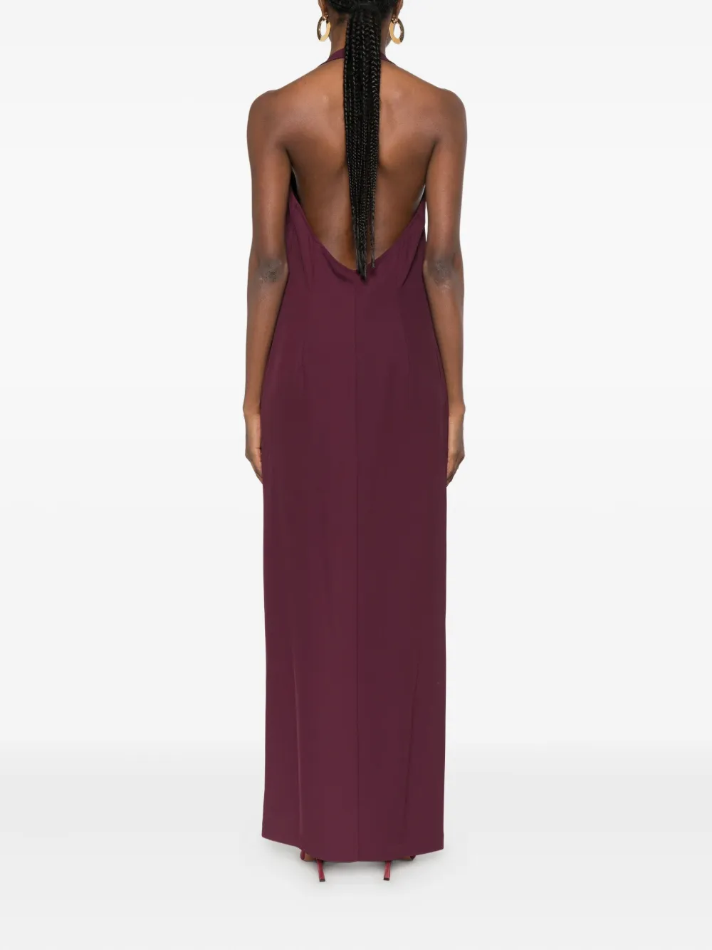 Patrizia Pepe Halterneck Midi Dress In Burgundy