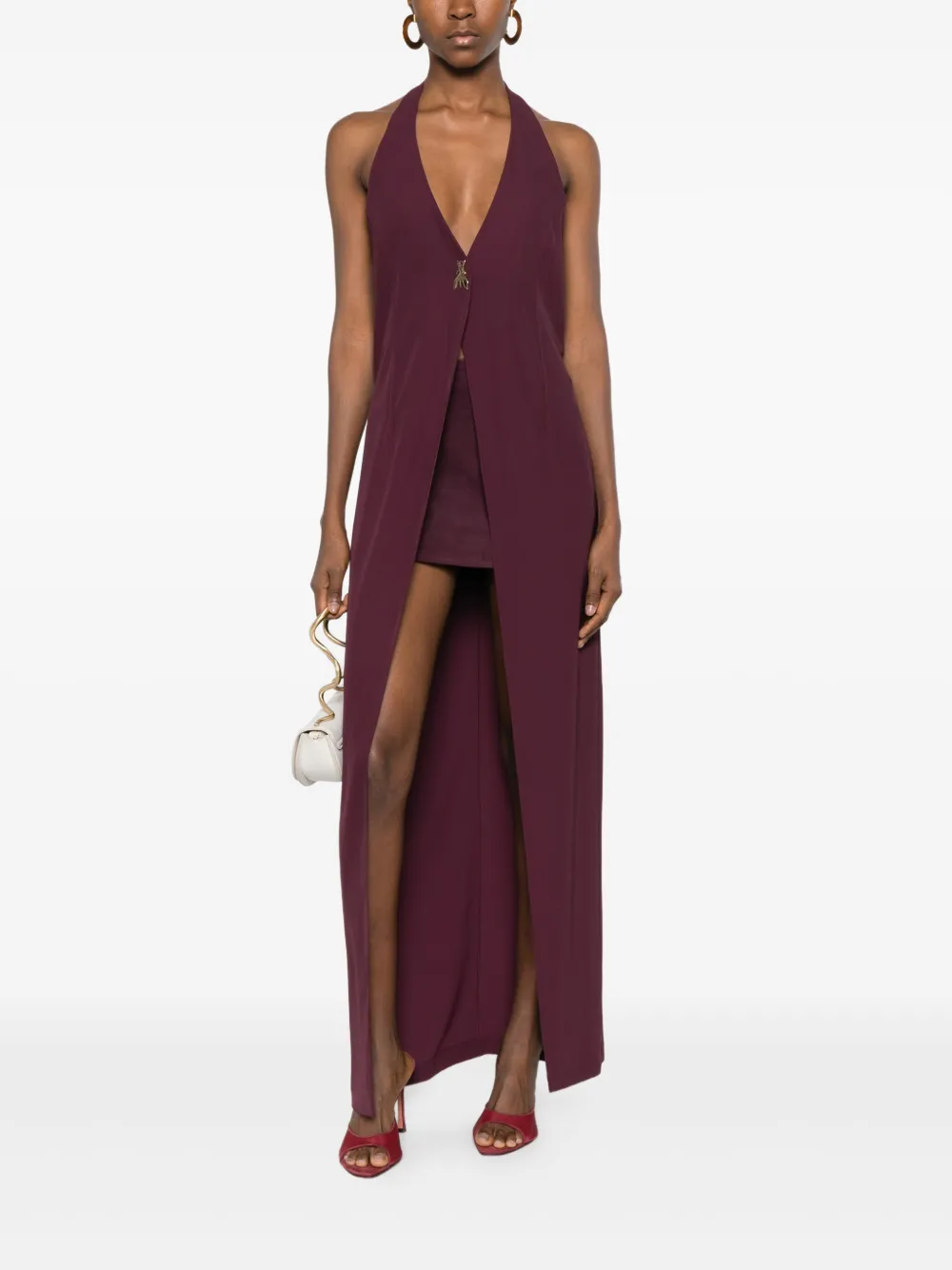 Patrizia Pepe Midi-jurk met halternek Rood