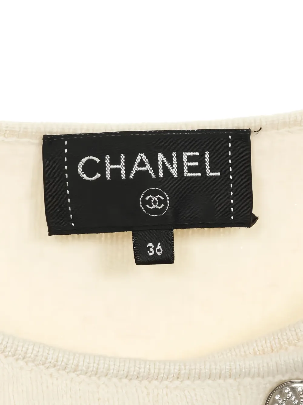 Pre-owned Chanel 1988 Coco Mark Rhinestone Button Knitted Jacket In Neutral
