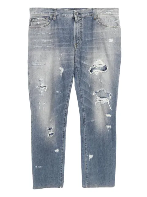 Dolce & Gabbana Pre-Owned 2010 Distressed Leather Patch Trousers