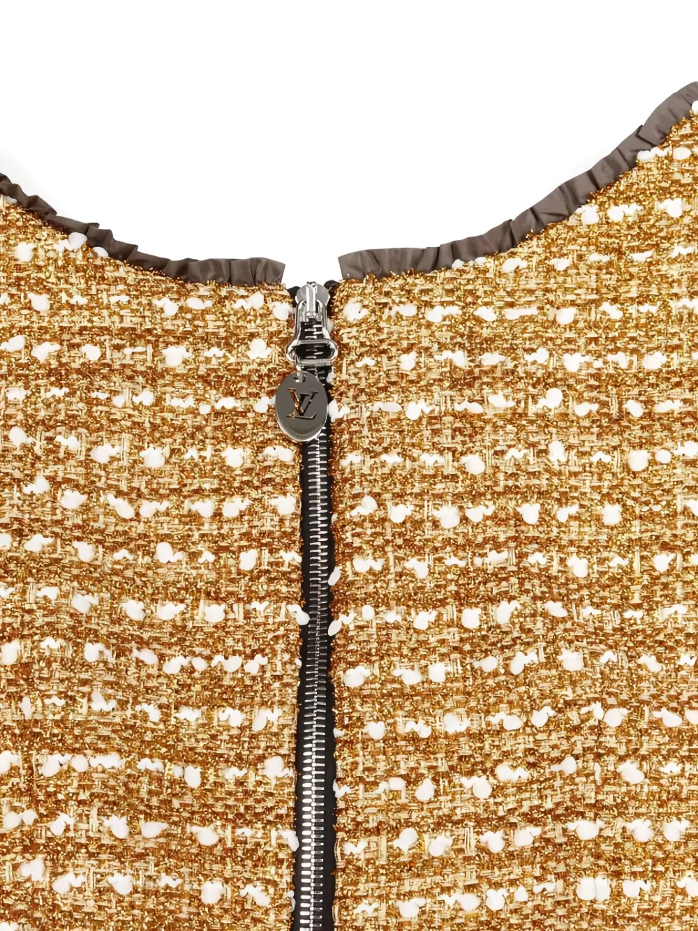 Pre-owned Louis Vuitton 2010 Tweed Sleeveless One Piece In Gold