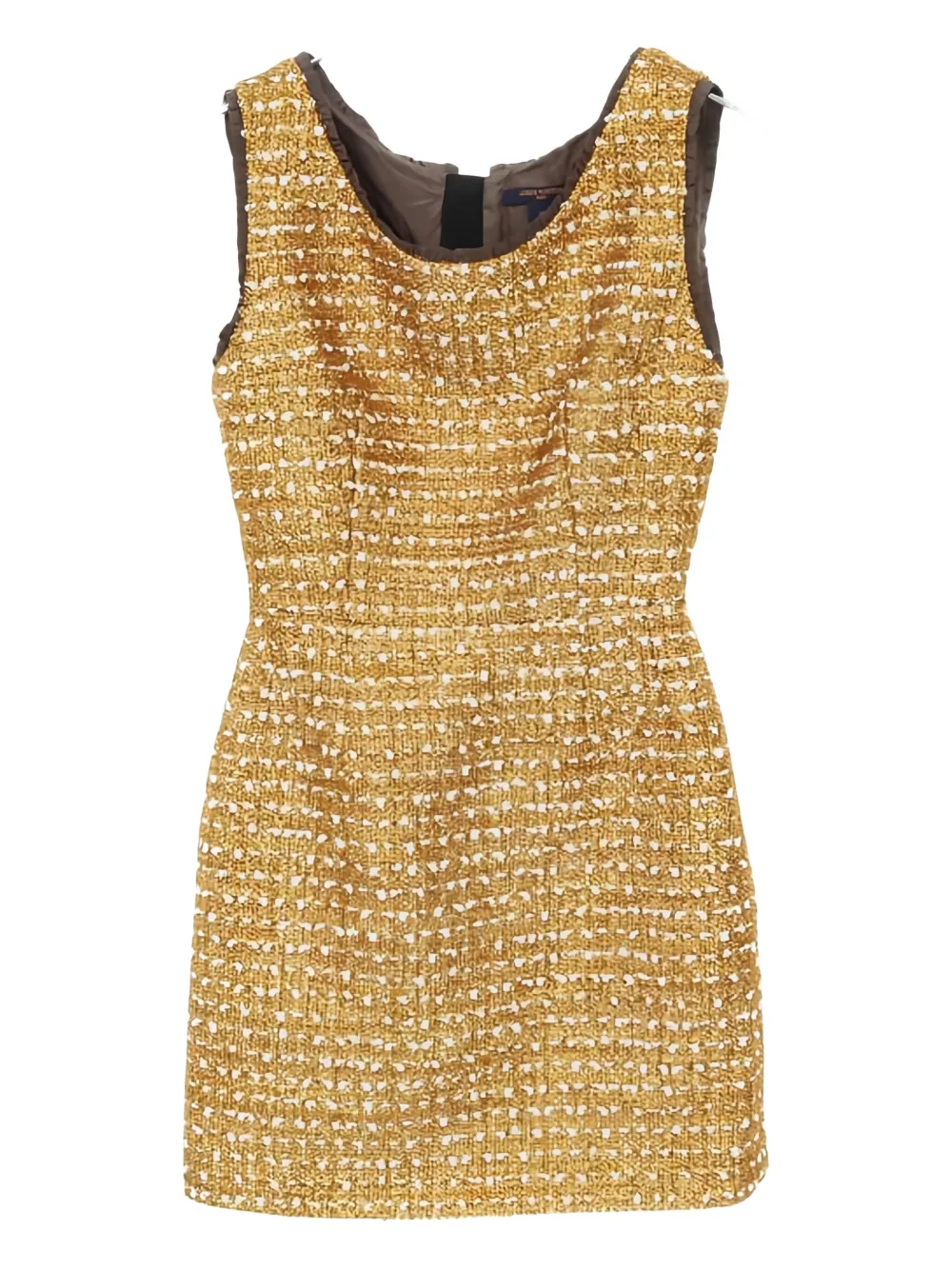 Louis Vuitton Pre-Owned 2010 tweed sleeveless one piece | Gold | Image 1
