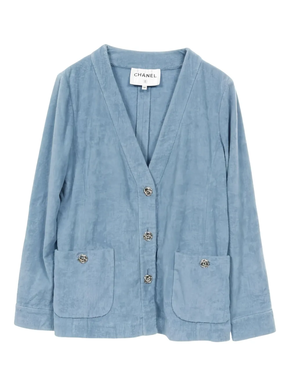 CHANEL Pre-Owned Cocomark Button Pile Cardigan Jacket - ブルー CHANEL Pre-Owned Cocomark Button Pile Cardigan Jacket - ブルー