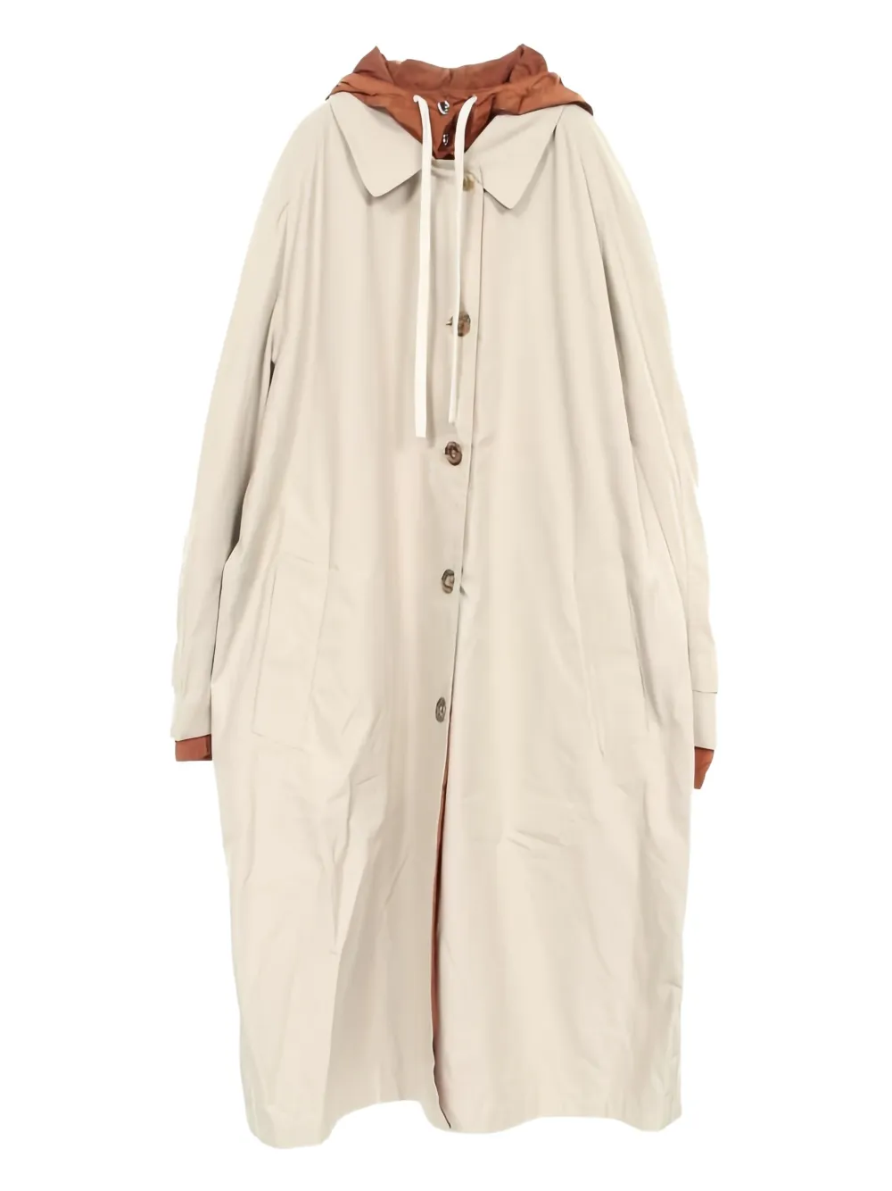 Pre-owned Miu Miu Hooded Reversible Coat In Neutral