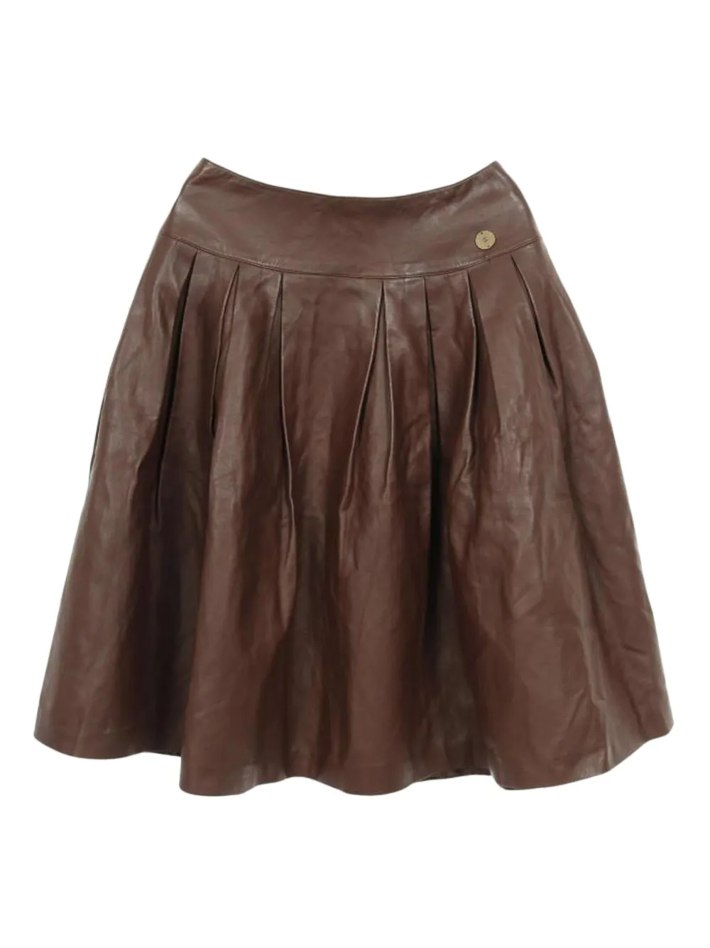 CHANEL Pre-Owned 1986-1988 pleated leather skirt | Brown | Image 1
