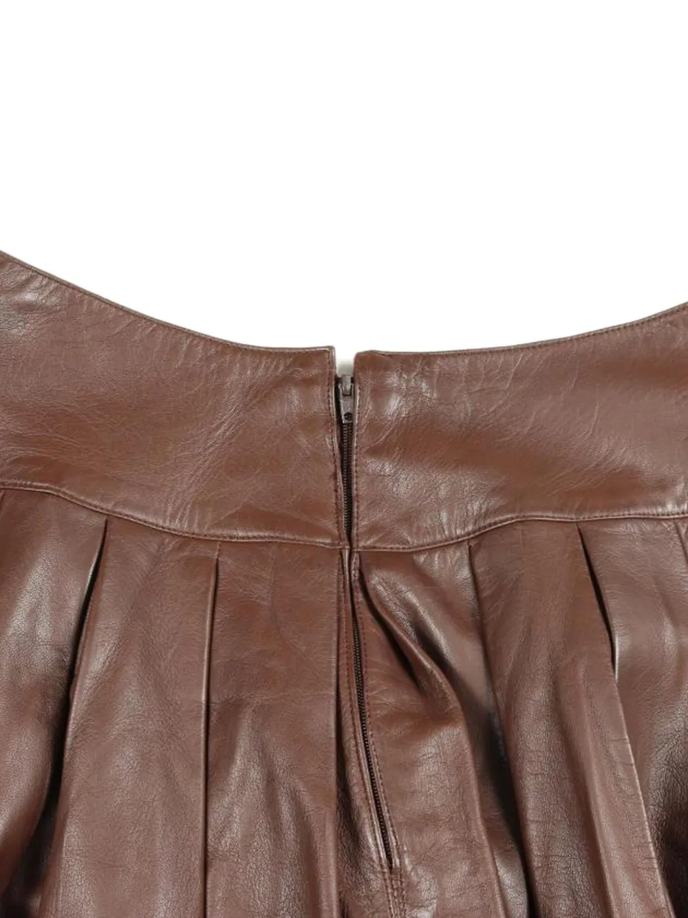 Pre-owned Chanel 1986-1988 Pleated Leather Skirt In Brown