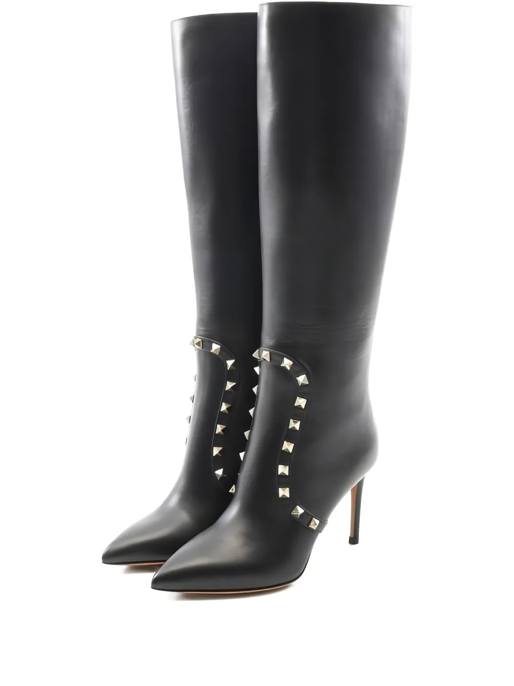 Pre-owned Valentino Garavani 2020s Rockstud Leather Boots In Black