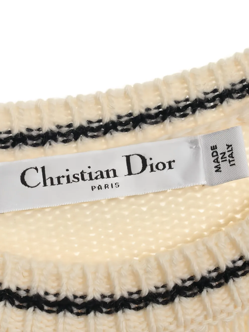Pre-owned Dior 2010s Puff Sleeve Logo Sweater In White