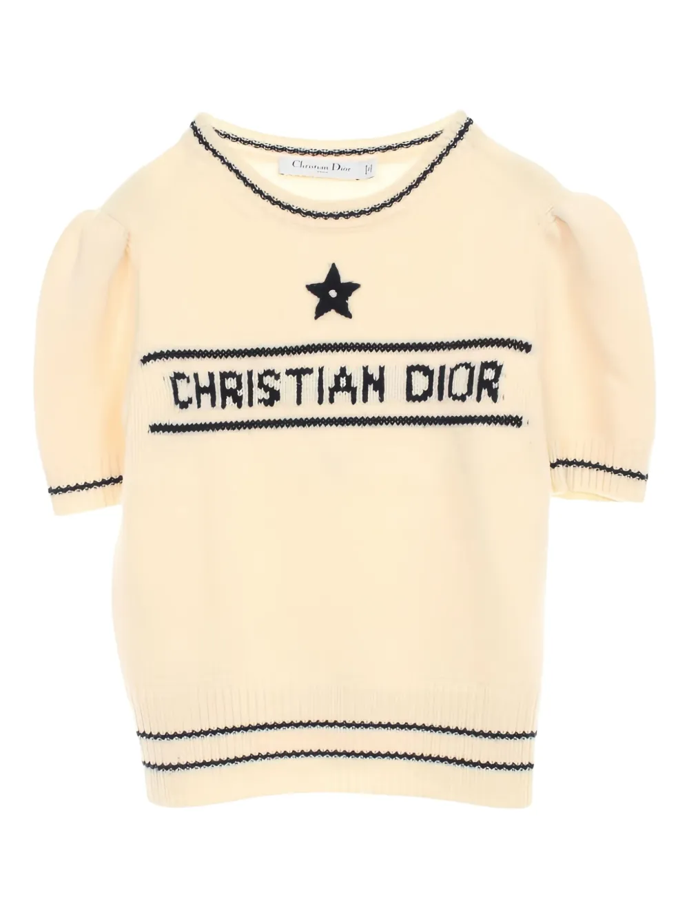 Christian Dior Pre-Owned 2010s puff sleeve logo sweater | White | Image 1