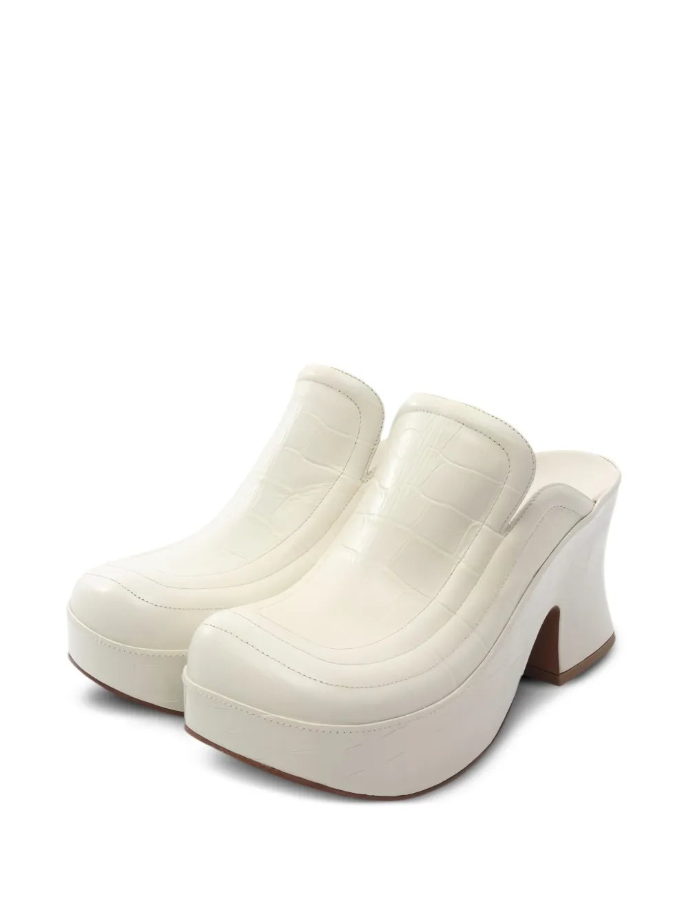 Bottega Veneta Pre-Owned 20s 90mm crocodile-embossed platform mules | White | Image 1