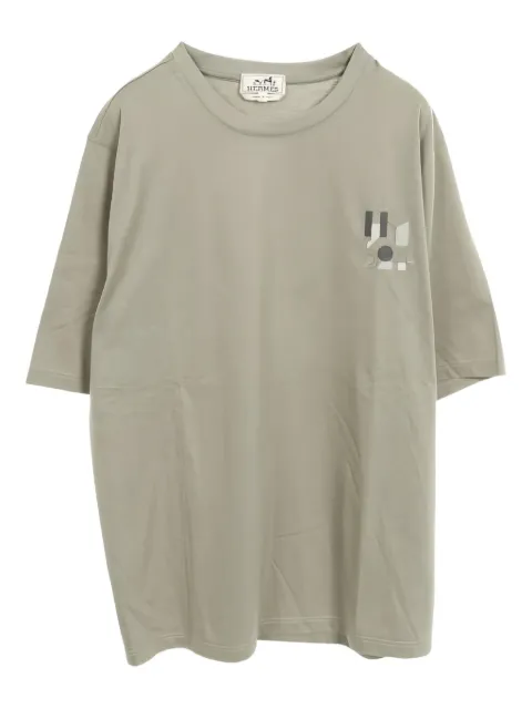 Hermès Pre-Owned leather-patch crew-neck t-shirt