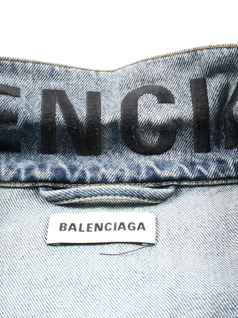 Balenciaga Pre-Owned Denim jack met logoprint Blauw