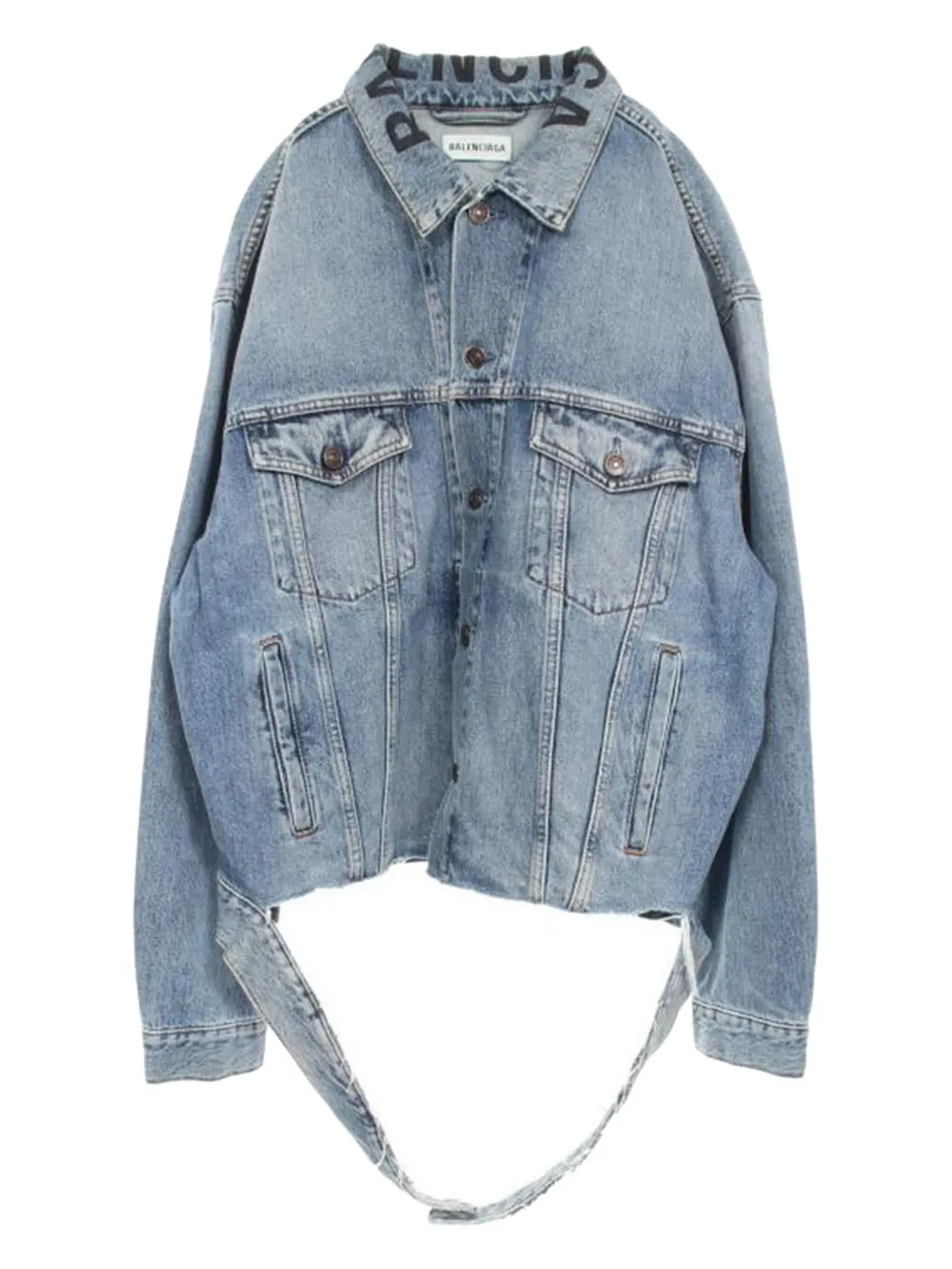 Balenciaga Pre-Owned logo-print denim jacket | Blue | Image 1
