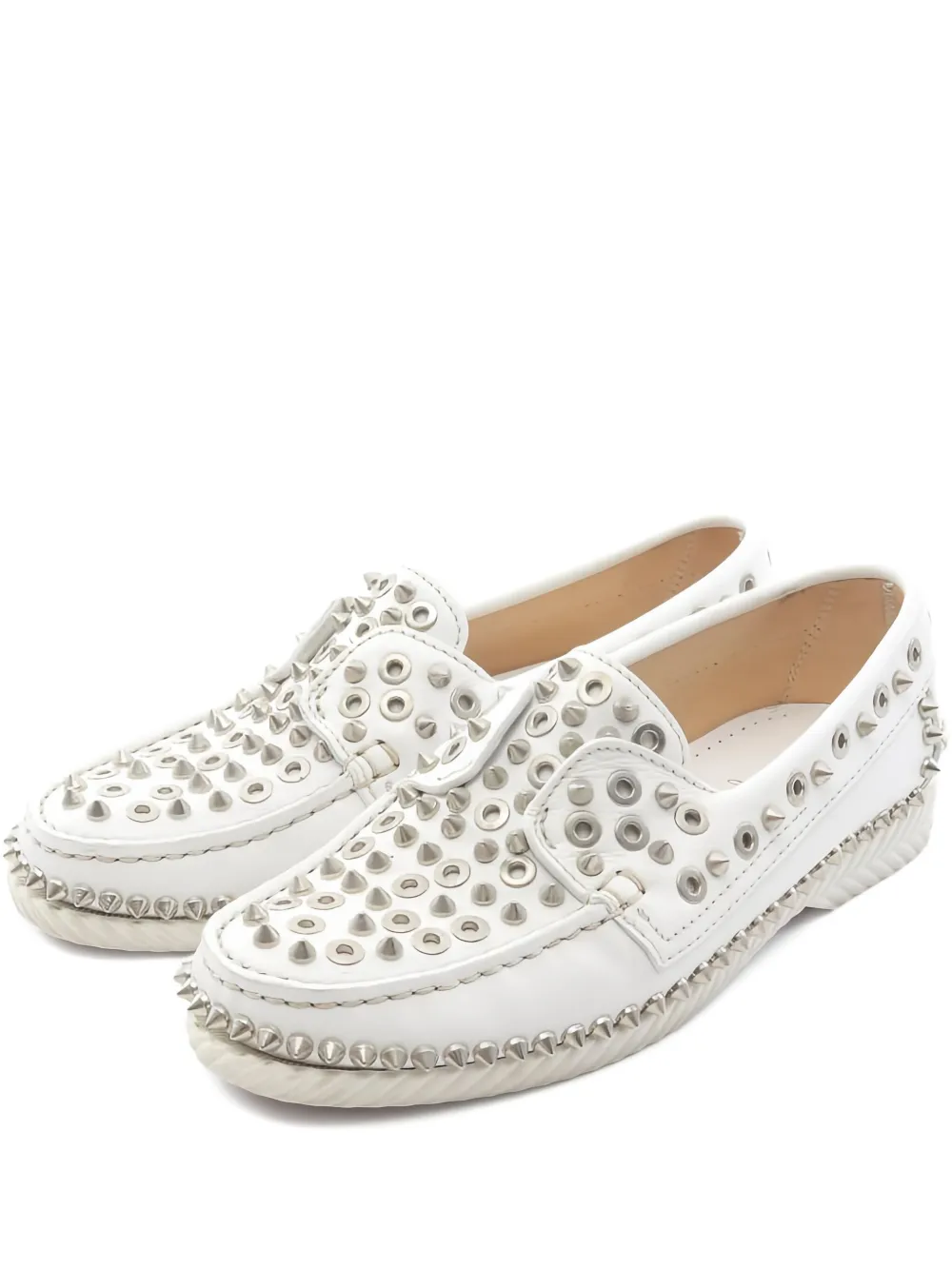 Christian Louboutin Pre-Owned 2000s Yacht Spikes slip-on boat shoes | White | Image 1