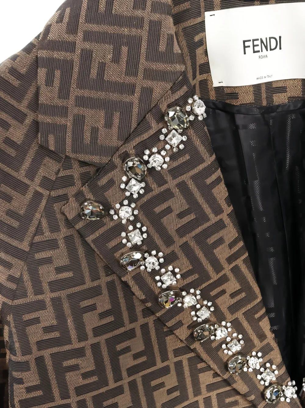 Fendi Pre-Owned Jack verfraaid met kristallen en Zucca patroon Bruin