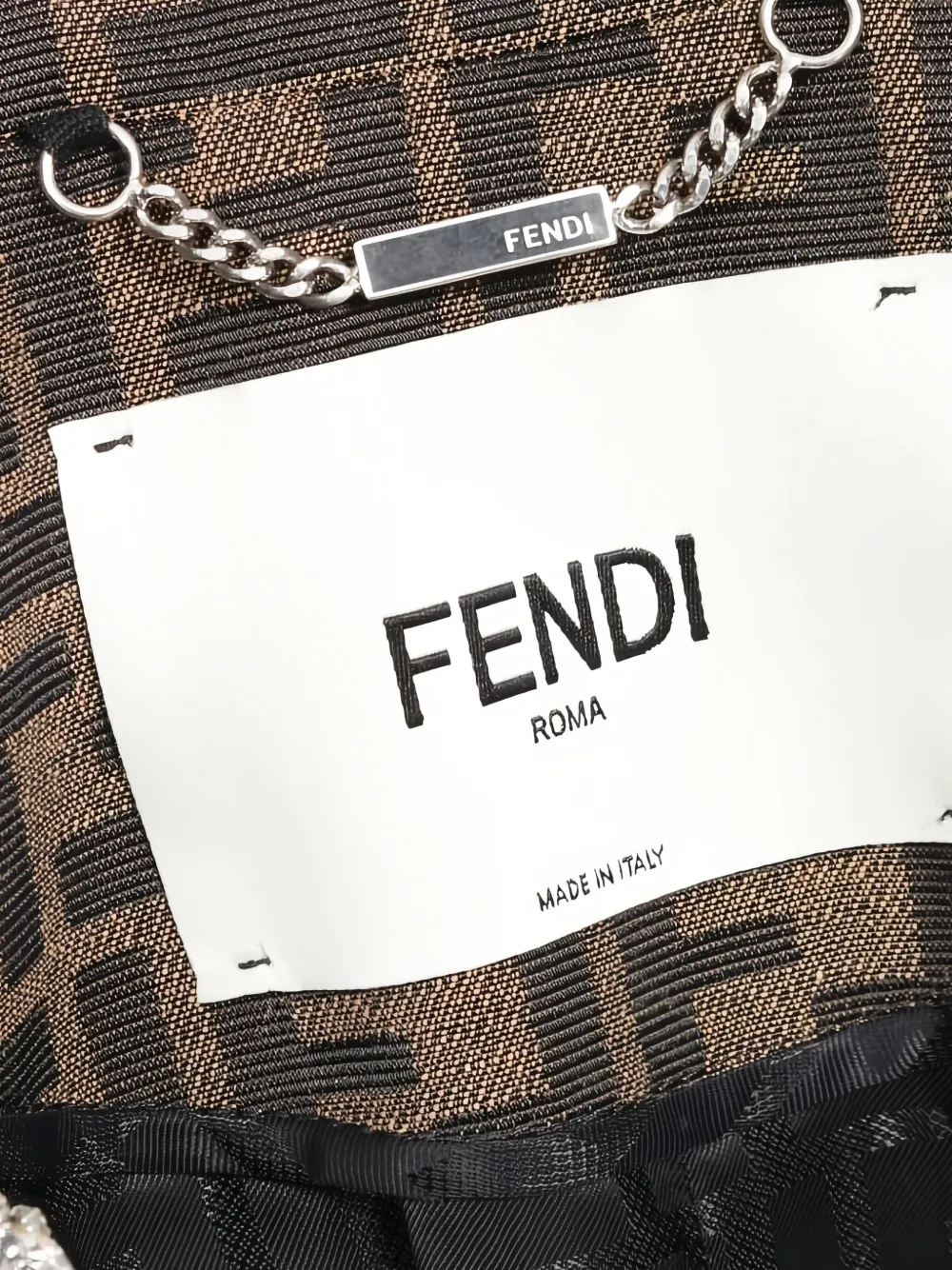 Fendi Pre-Owned Jack verfraaid met kristallen en Zucca patroon Bruin
