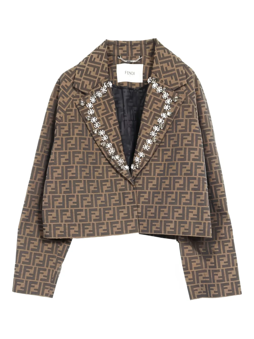 Fendi Pre-Owned zucca-pattern crystal-embellished jacket | Brown | Image 1