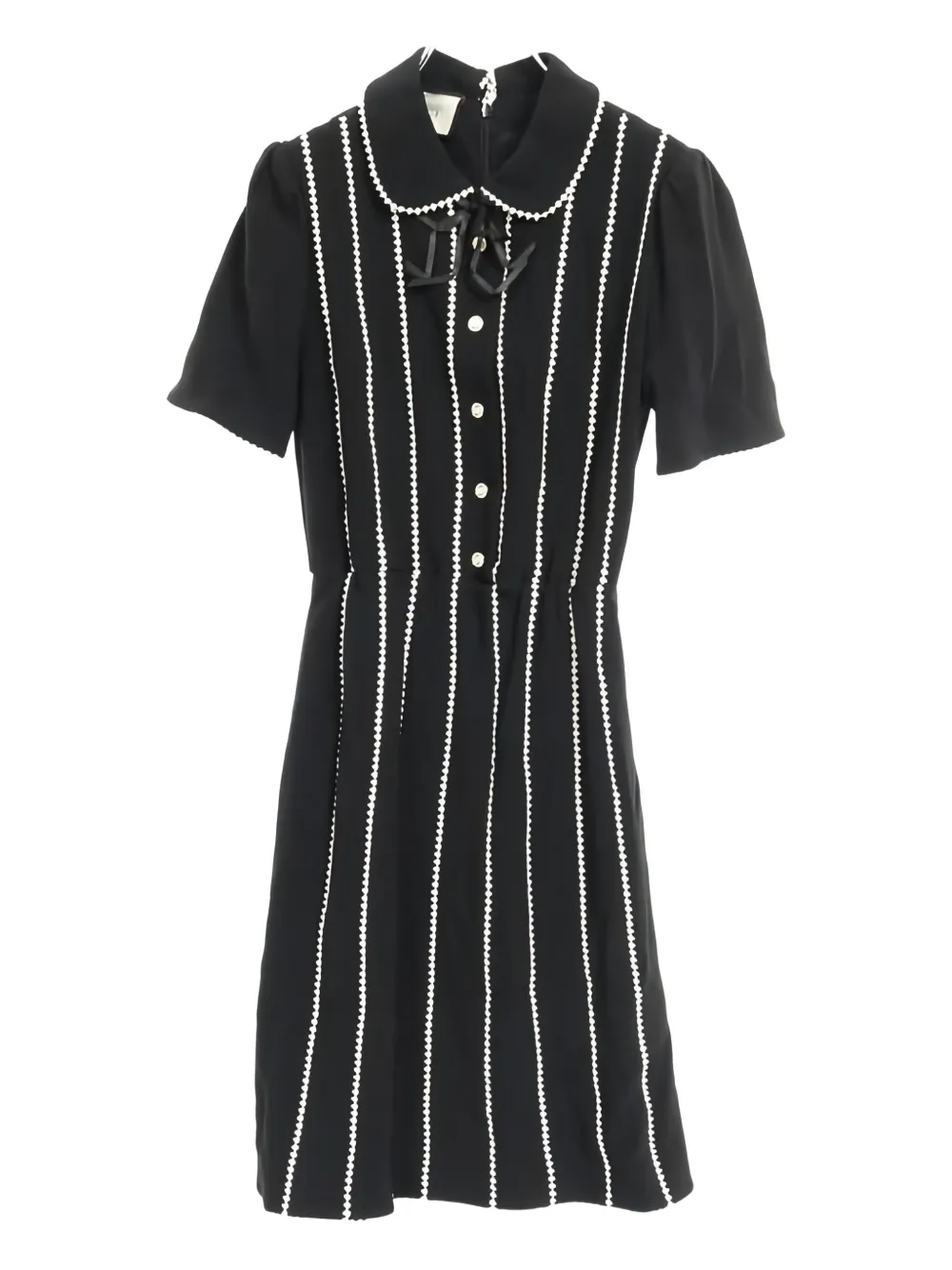 Pre-owned Gucci 2000s Stripe Collared One Piece In Black