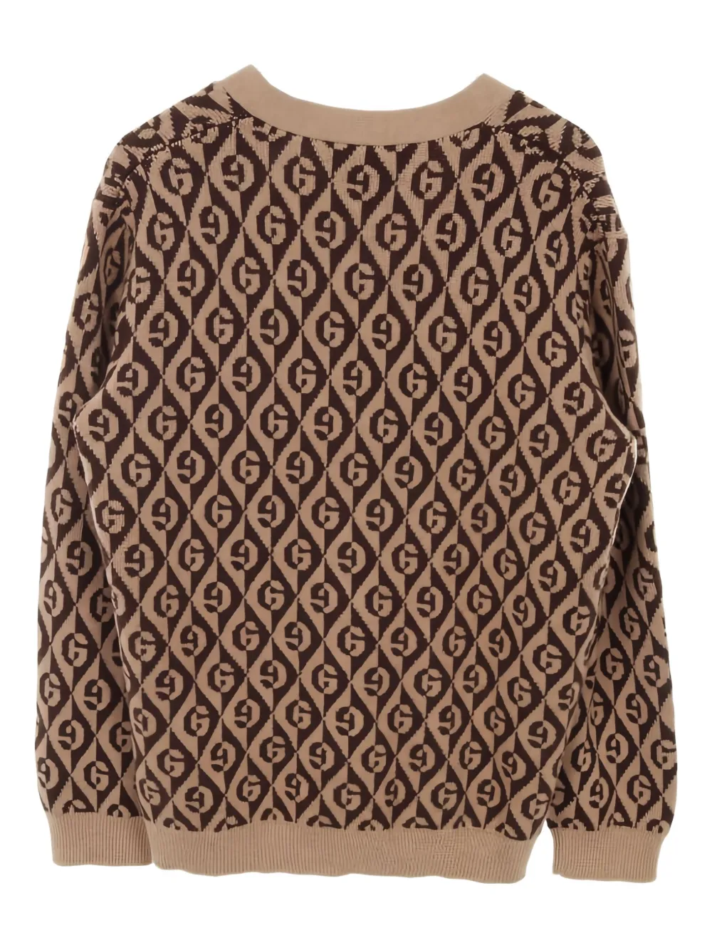 Pre-owned Gucci 2000s Patterned Wool Cardigan In Brown