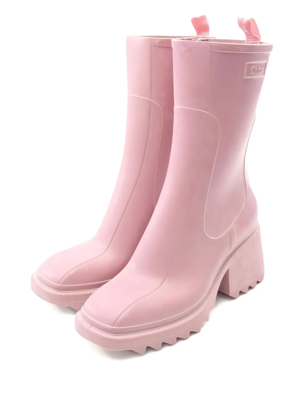 Pre-owned Chloé 10s 75mm Betty Block-heel Rain Boots In Pink