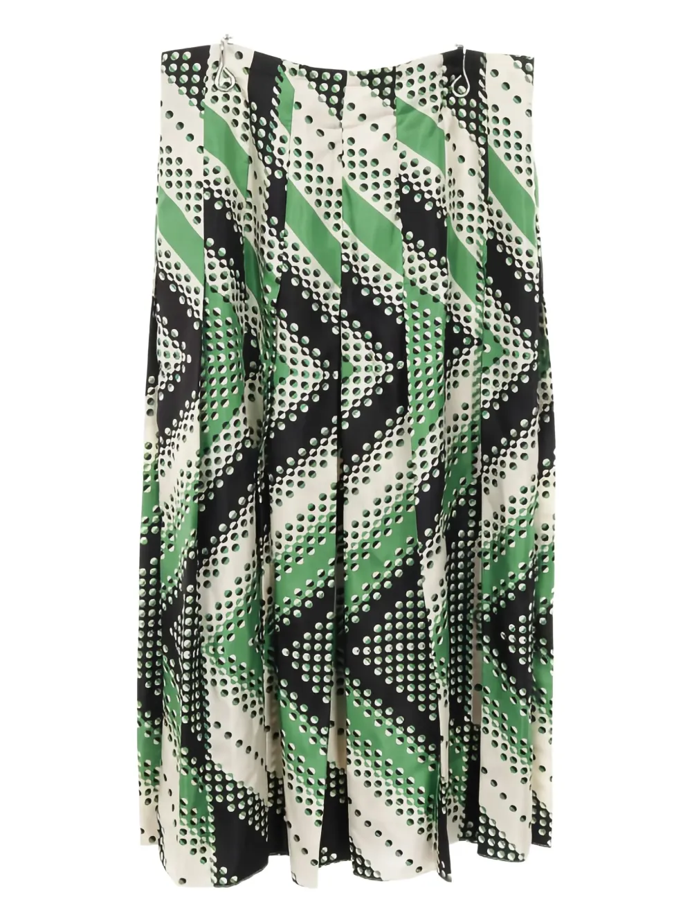 Pre-owned Gucci 00s Pleat Patterned Silk Midi Skirt In Green