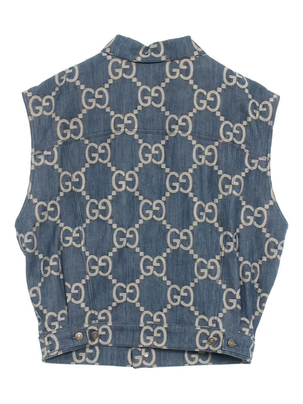 Pre-owned Gucci 2010s Jumbo Gg Denim Gilet In Blue