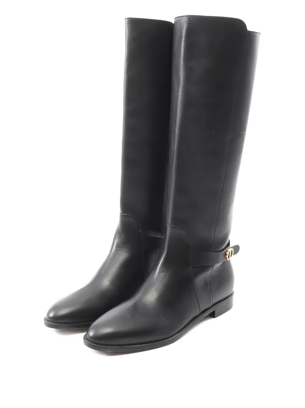 Pre-owned Dior 2010s Cd Strap-detailed Knee-high Boots In Black