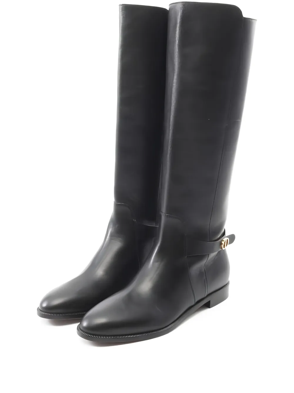 Christian Dior Pre-Owned 2010s CD strap-detailed knee-high boots | Black | Image 1