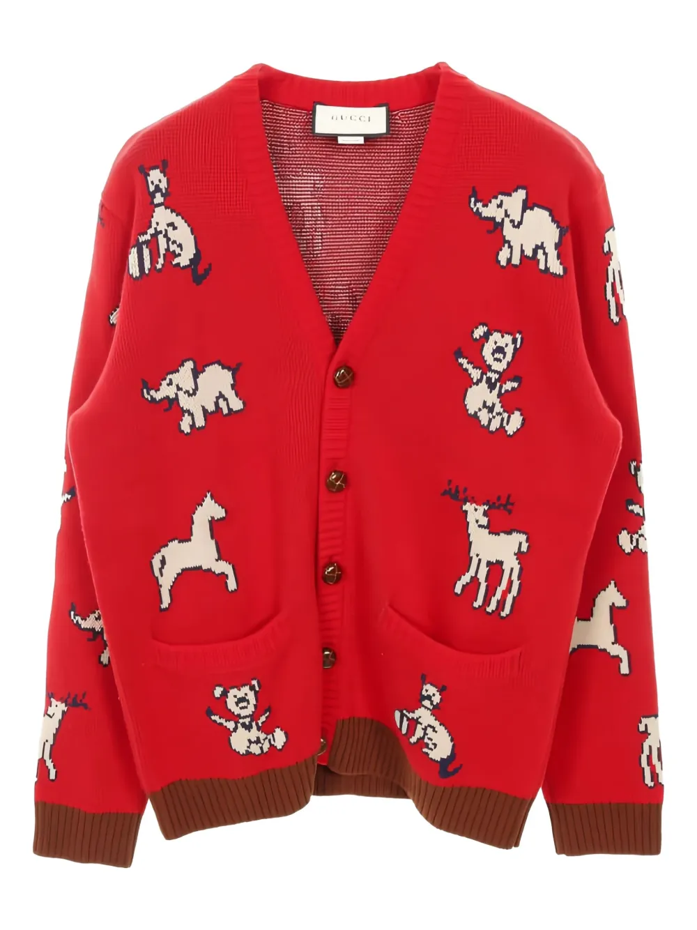 Gucci Pre-Owned 2000s animal print cardigan | Red | Image 1