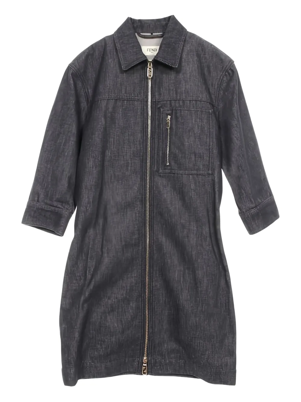 Fendi Pre-Owned 2010s zip-up denim mini dress | Grey | Image 1
