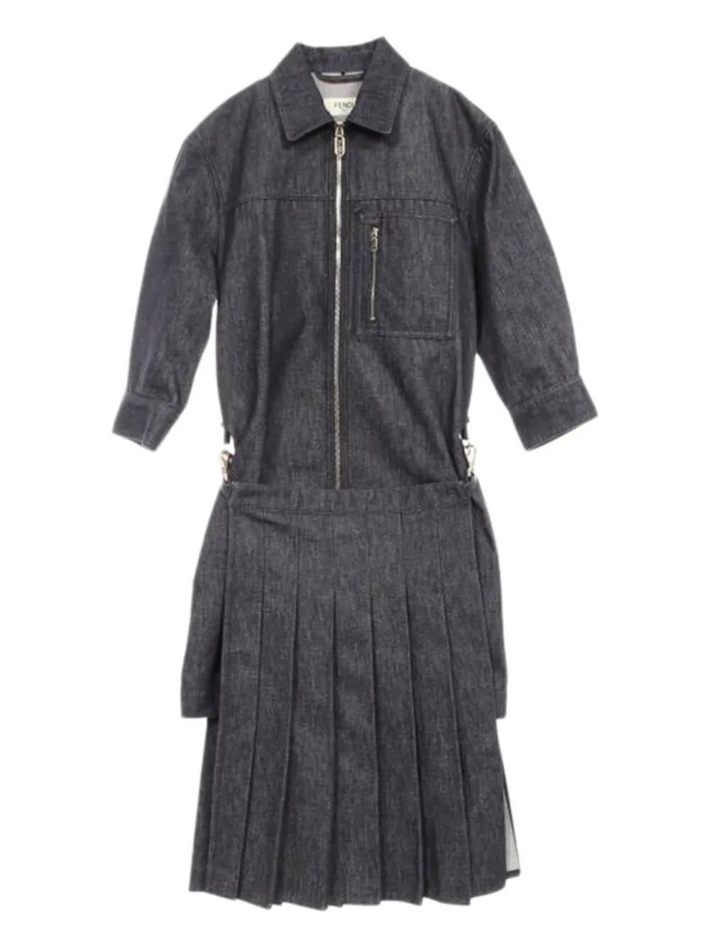 2010s Zip-Up Denim Mini Dress