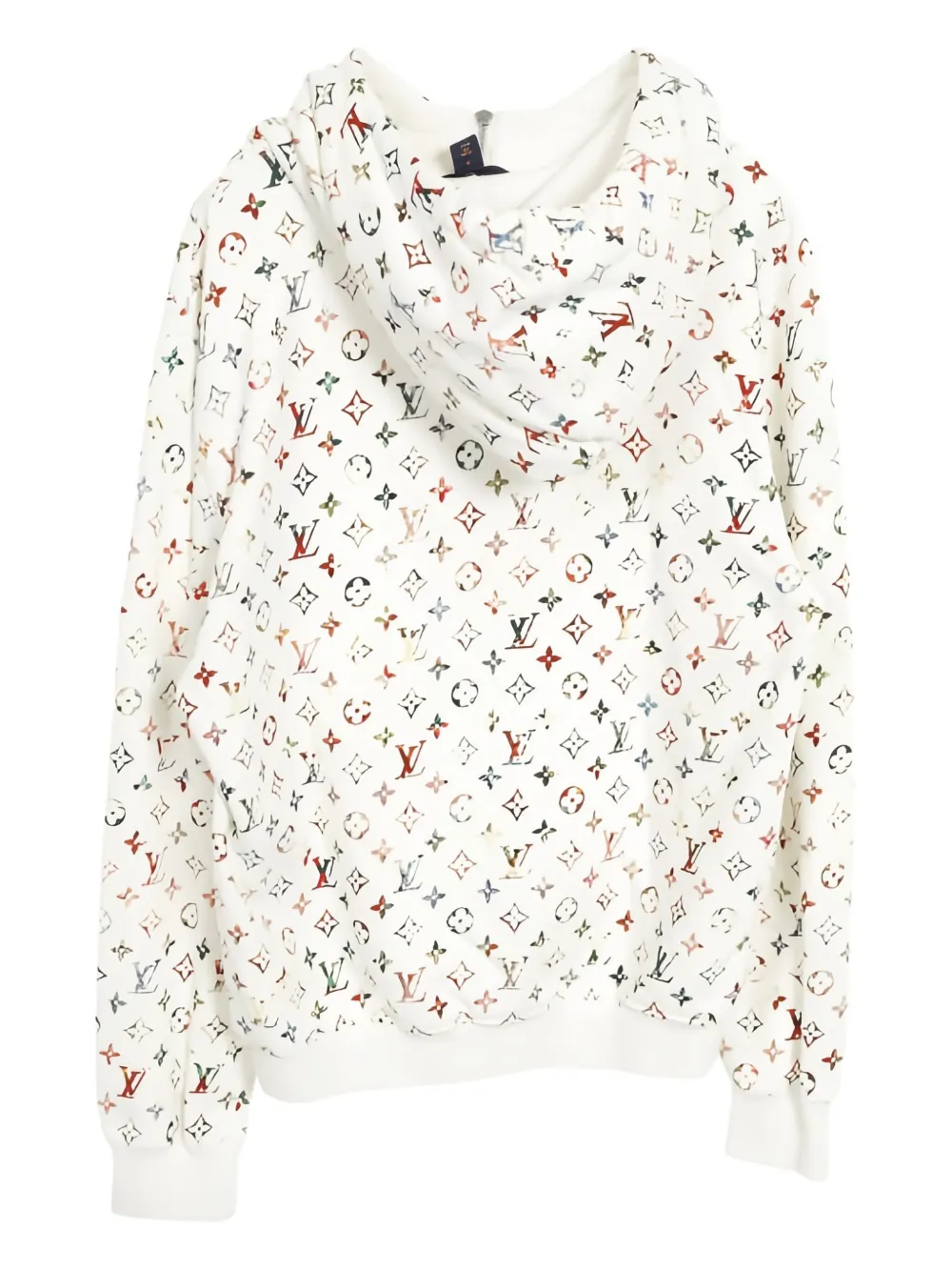 Pre-owned Louis Vuitton 2010s Flower Monogram Zip-up Hoodie In White