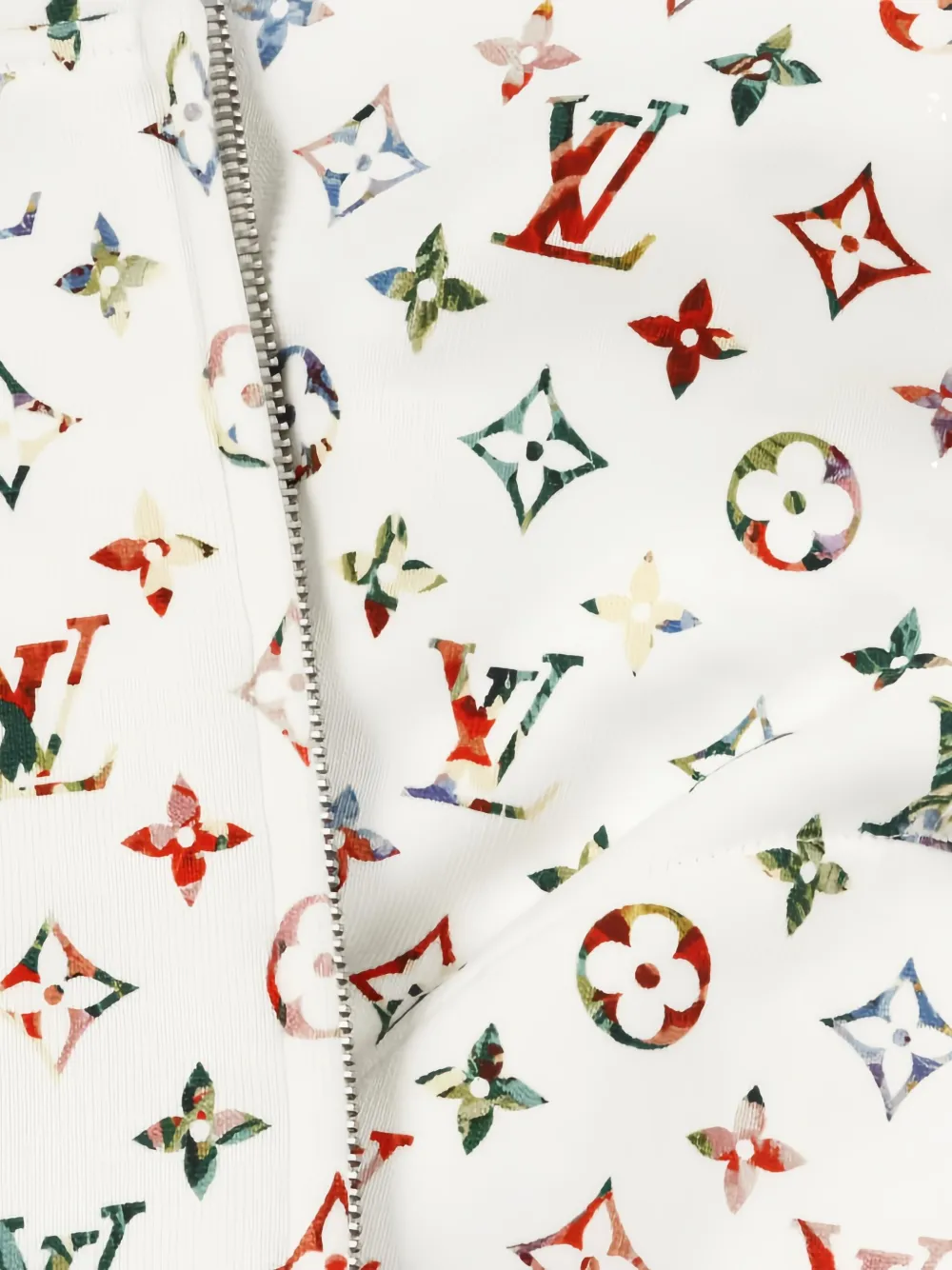 Pre-owned Louis Vuitton 2010s Flower Monogram Zip-up Hoodie In White