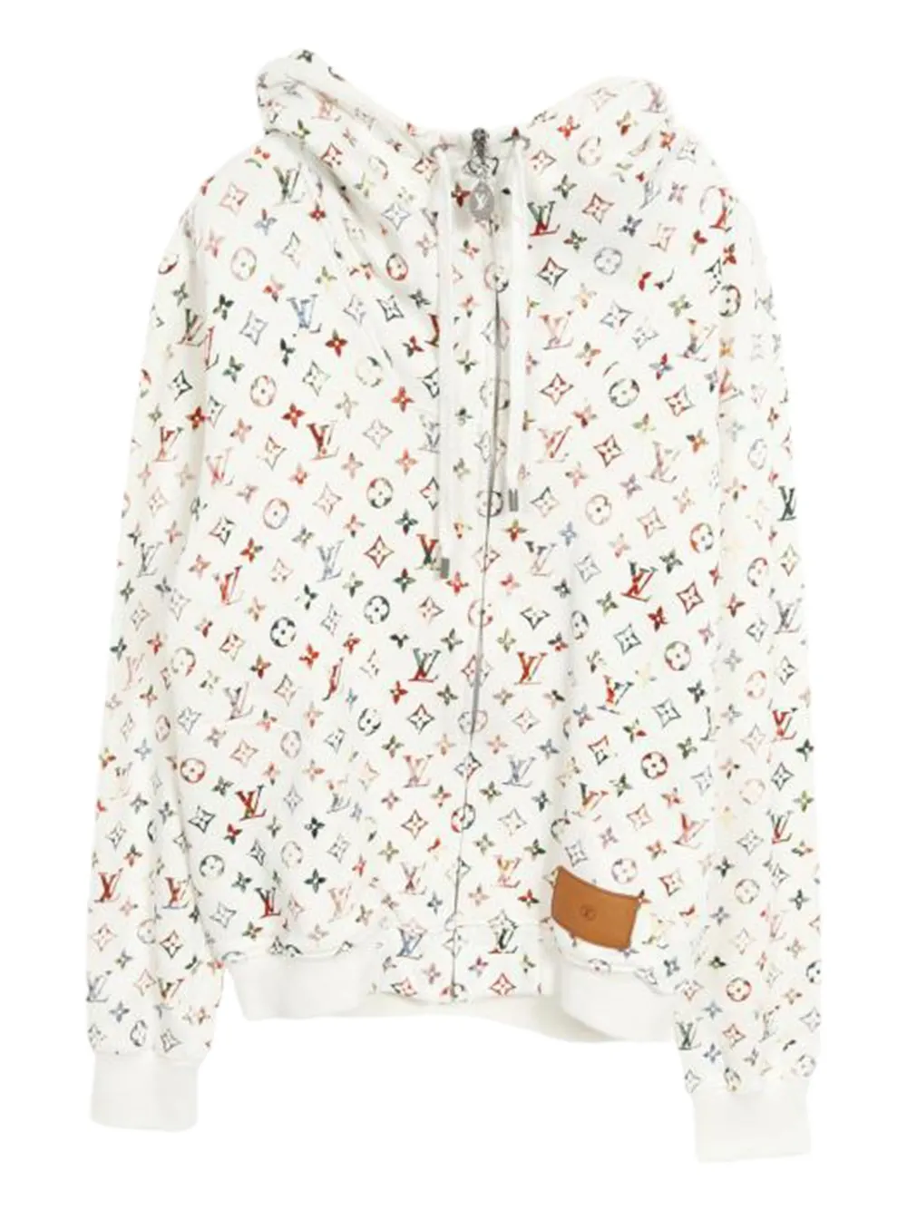 Louis Vuitton Pre-Owned 2010s flower monogram zip-UP hoodie | White | Image 1