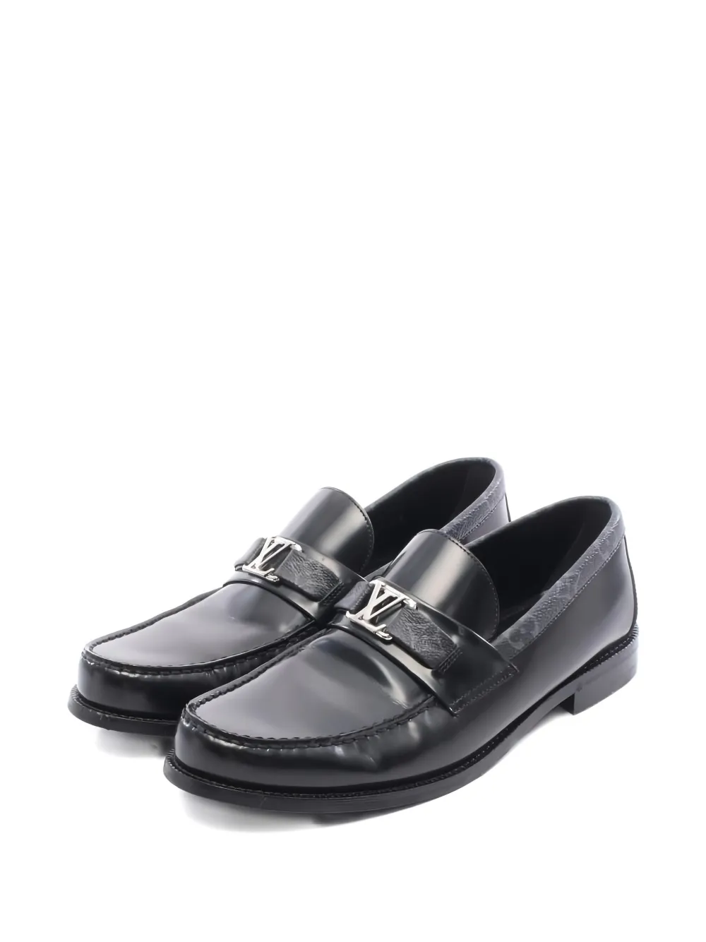 Pre-owned Louis Vuitton 2000s Major Line Monogram Eclipse Loafers In Black